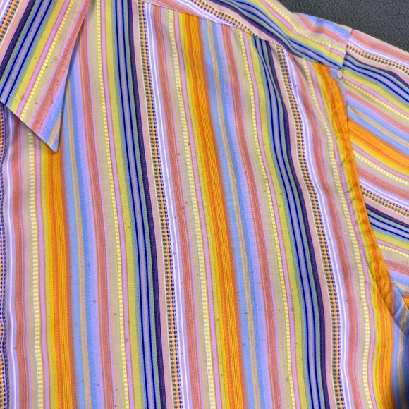 Robert Graham Shirt 2XL Pink Orange Blue Stripe Cars Colorful Flip Cuff STAIN - Picture 4 of 13